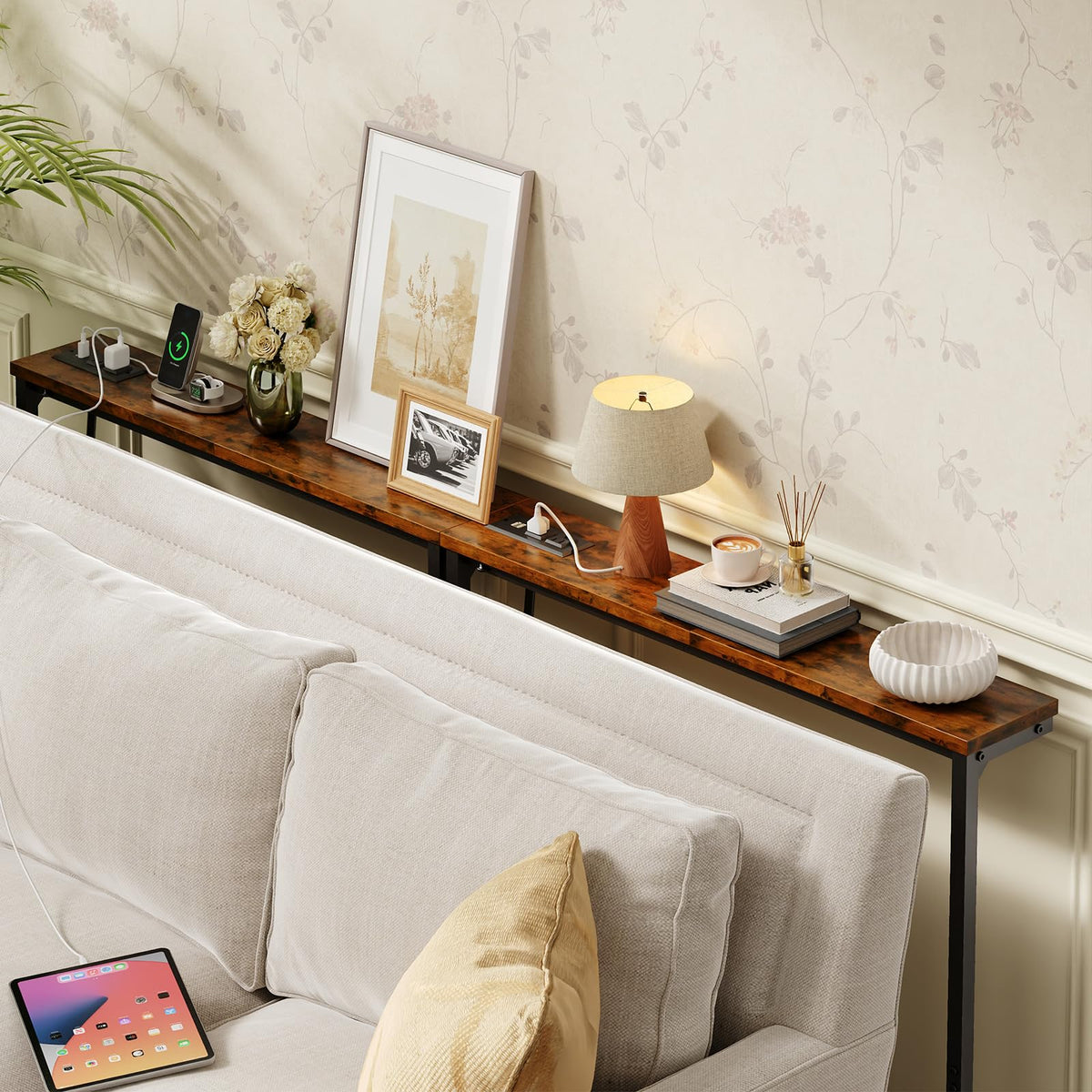 63 Inch Narrow Console Table with 2 Power Outlets P46673