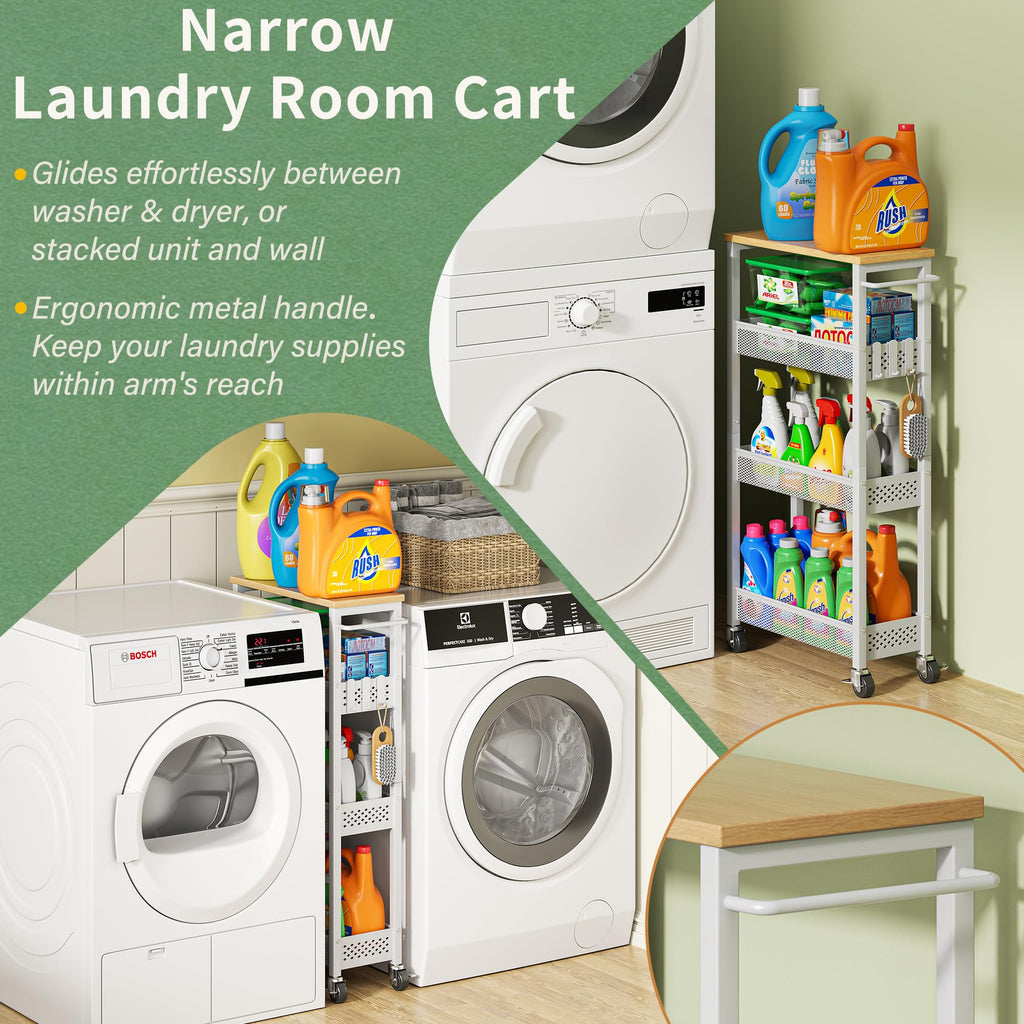 Laundry Room Organization Cart with Casters U3784