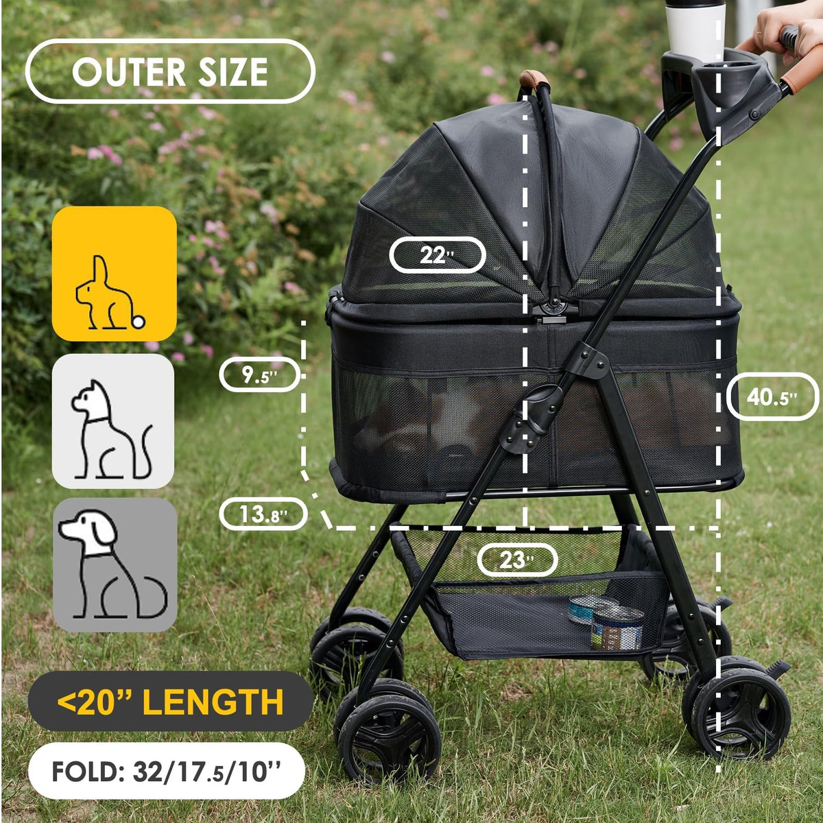 3 in 1 Folding Dog Stroller with Removable Carrier I5483
