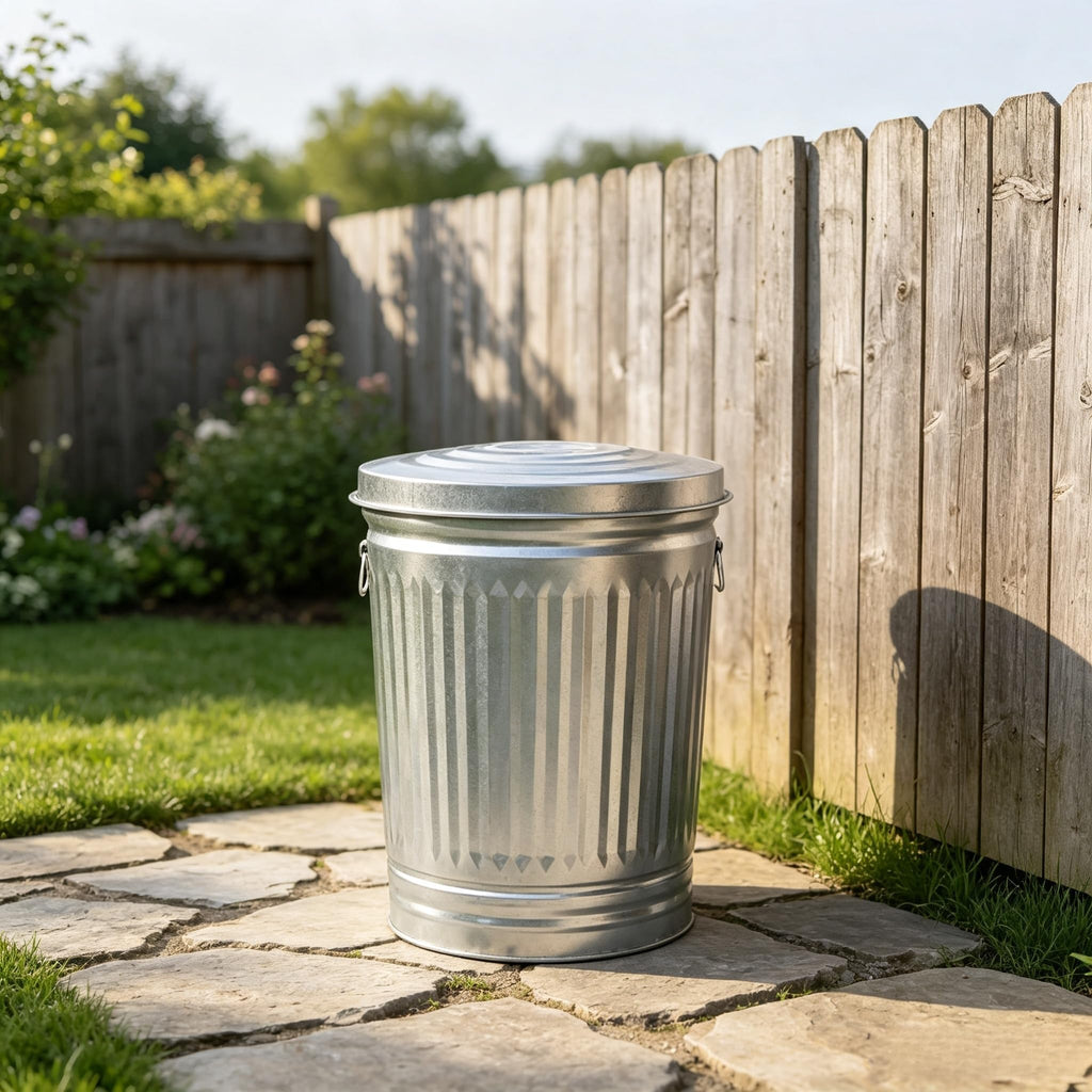 31 Gallon Heavy Duty Galvanized Metal Trash Can with Lid O6663