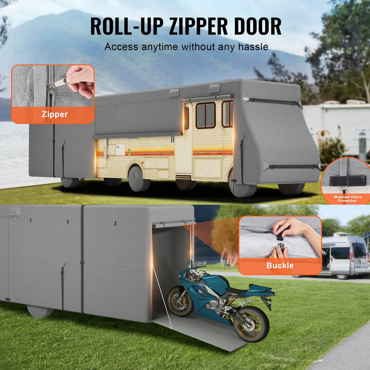 40-43 ft Non-Woven Fabric Waterproof RV Cover with Storage Bag F844