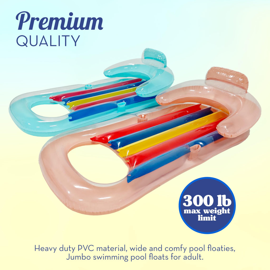 Adult Size Pool Floats Lounger with Cup Holder 2 Pack O650415