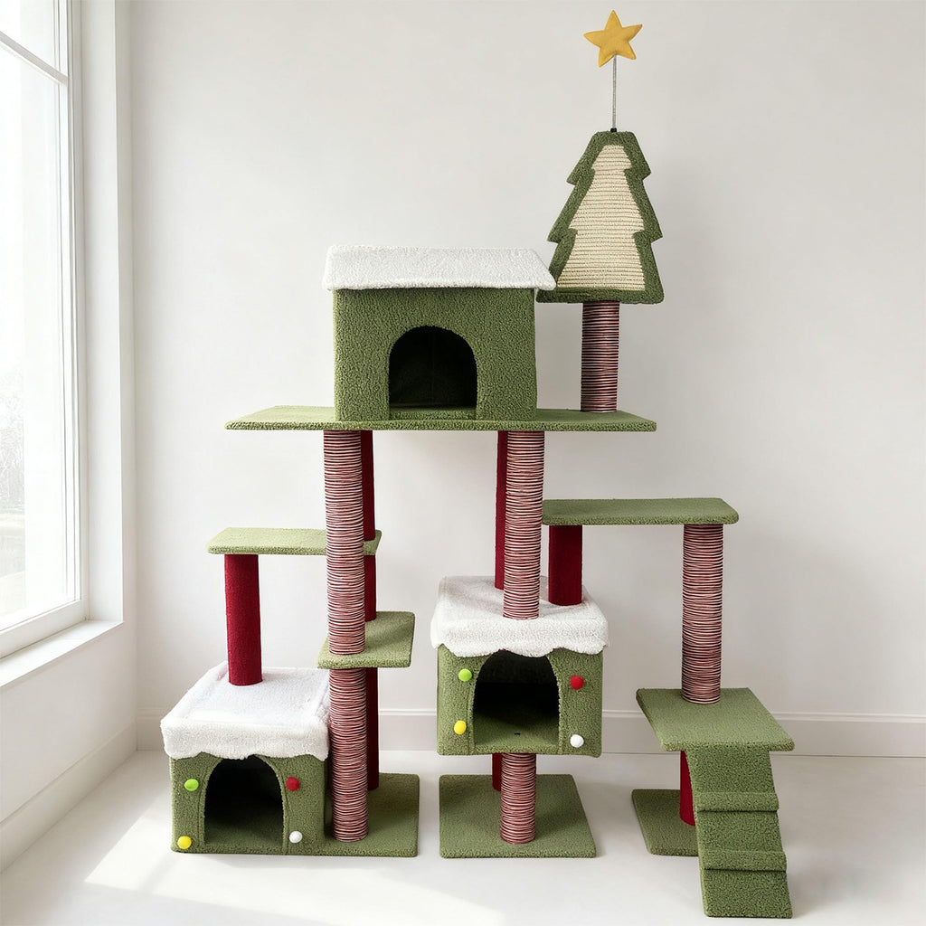 70 Inch Cat Tree with 3 Condos & Climbing Ladder D8291
