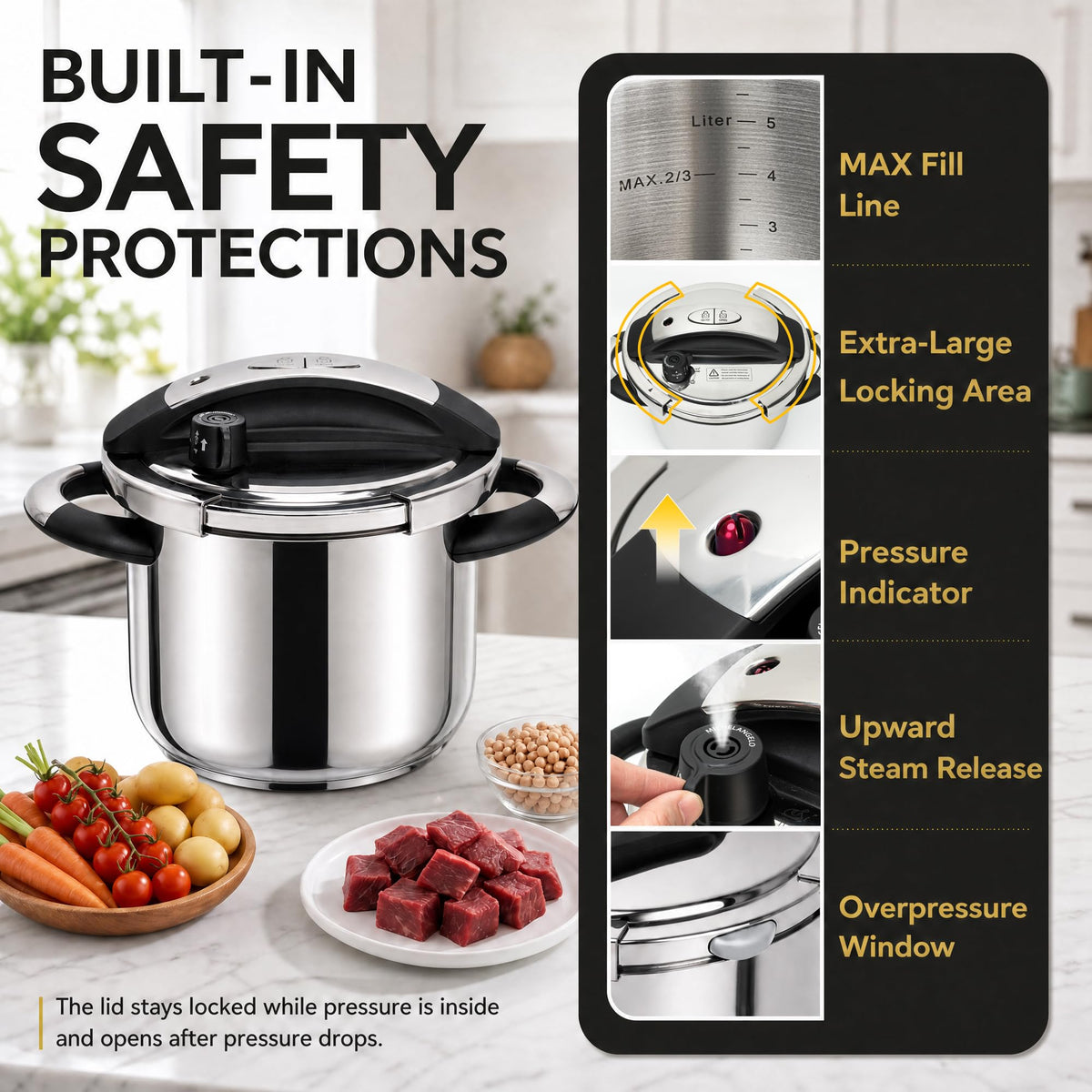 3.2QT Stainless Steel Stovetop Pressure Cooker H80435