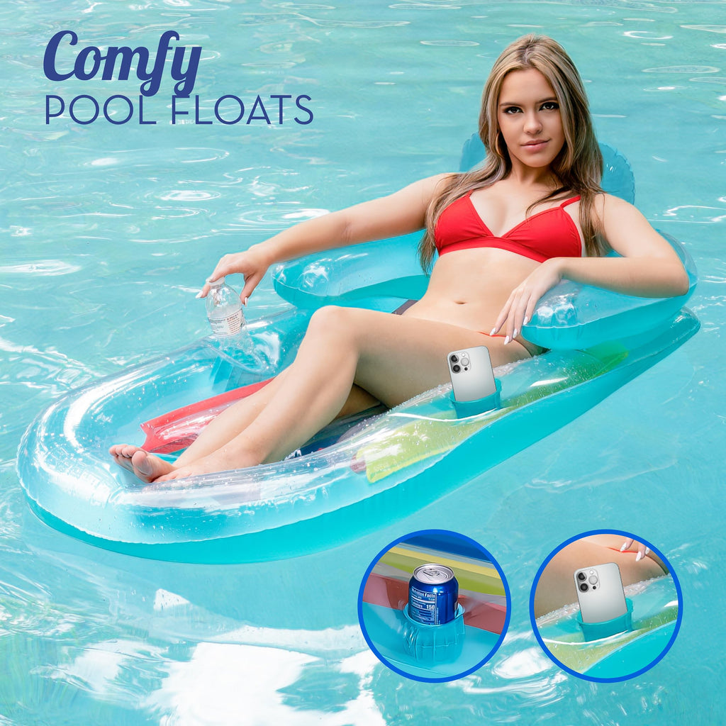 Adult Size Pool Floats Lounger with Cup Holder 2 Pack O650415