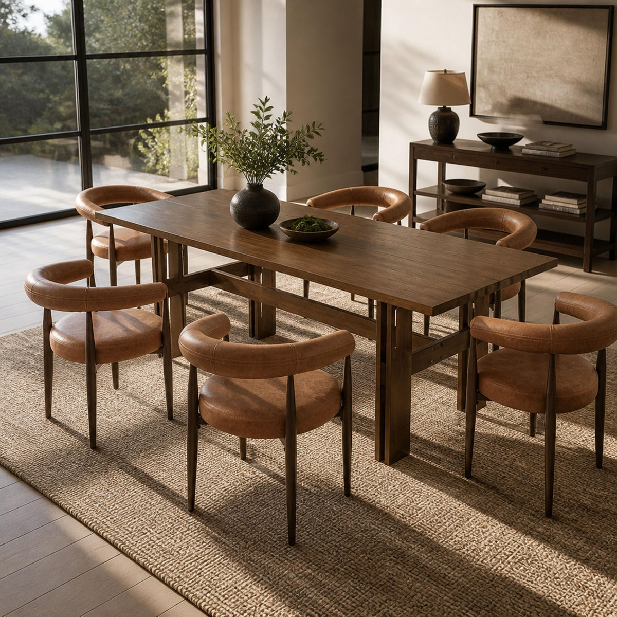 7-Piece Rubber Wood Dining Table Set with Chairs R86401