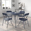Navy Square Folding Card Table and Chairs Set E5673