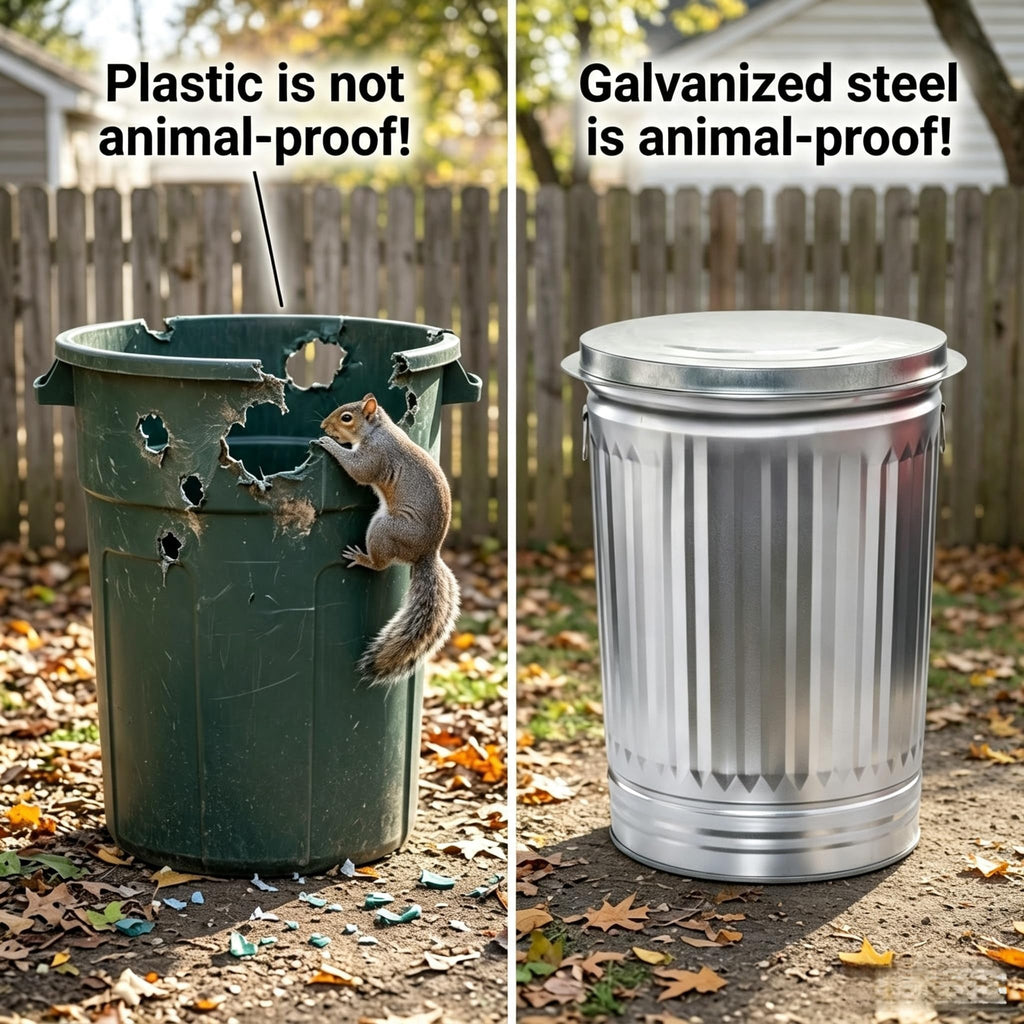 31 Gallon Heavy Duty Galvanized Metal Trash Can with Lid O6663