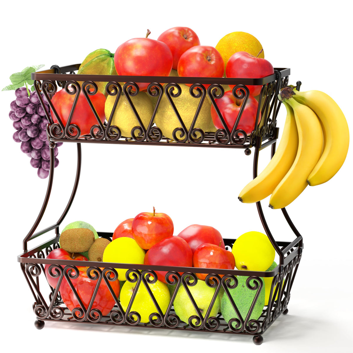 2-Tier Countertop Fruit Basket Bowl Storage G647966