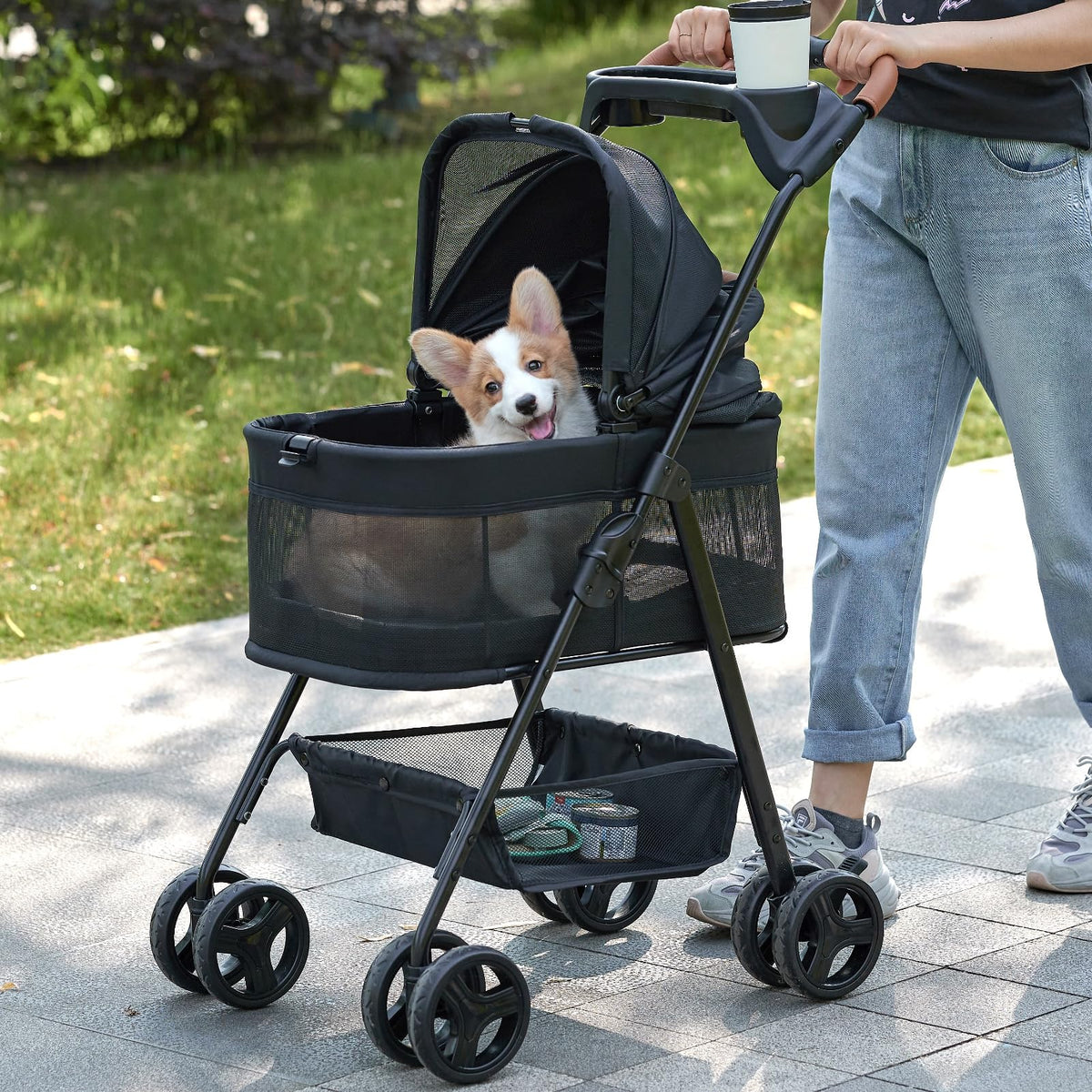 3 in 1 Folding Dog Stroller with Removable Carrier I5483