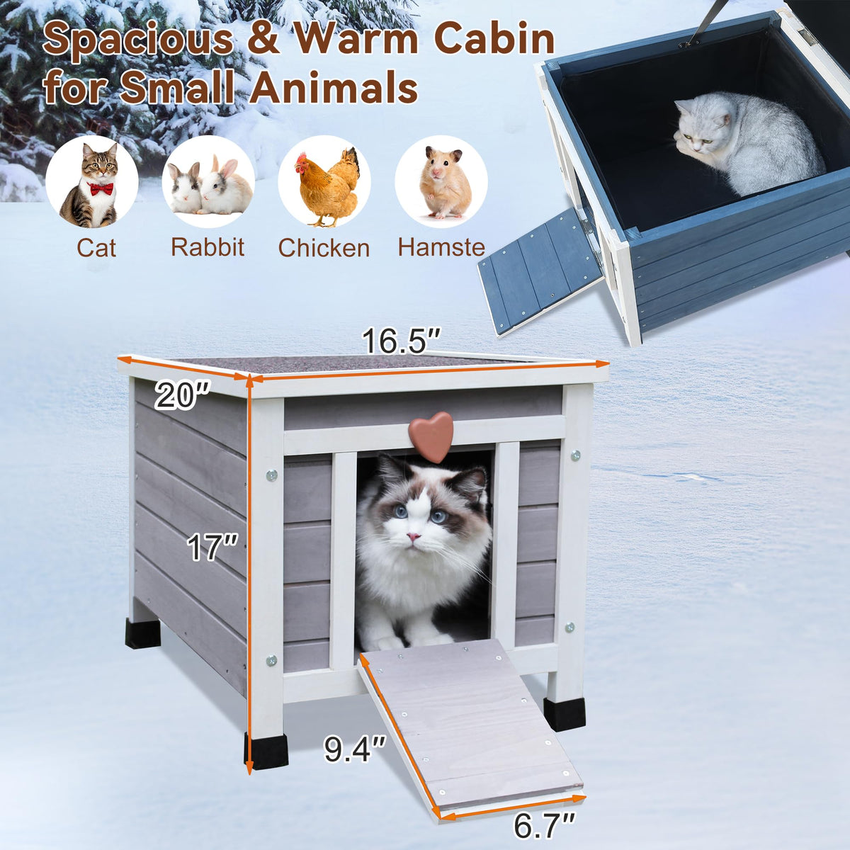 Insulated Outdoor Cat House with Liner Z713246