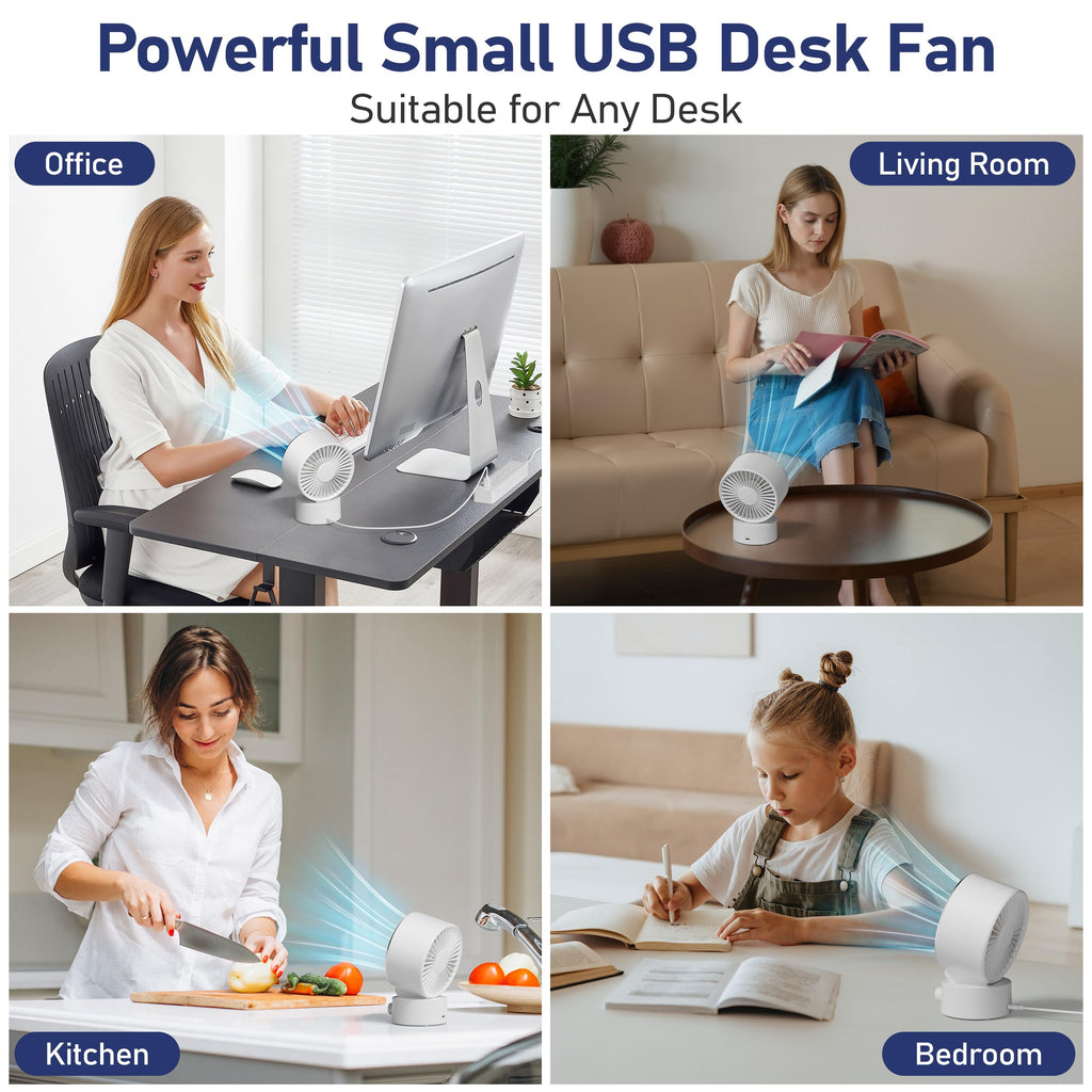 White Rechargeable Desk Fan with 1200mAh Battery B54242
