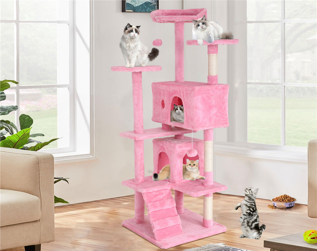 70-inch Pink Multi-Level Cat Tower & Cat Condo with Scratching Post Y309