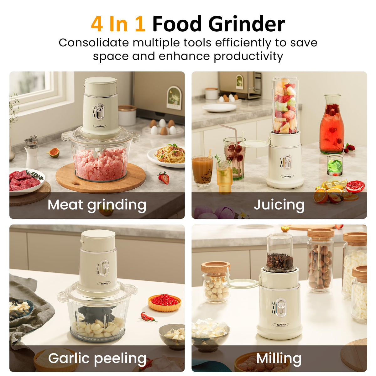 4-in-1 Electric Food Chopper & Small Food Processor M15245