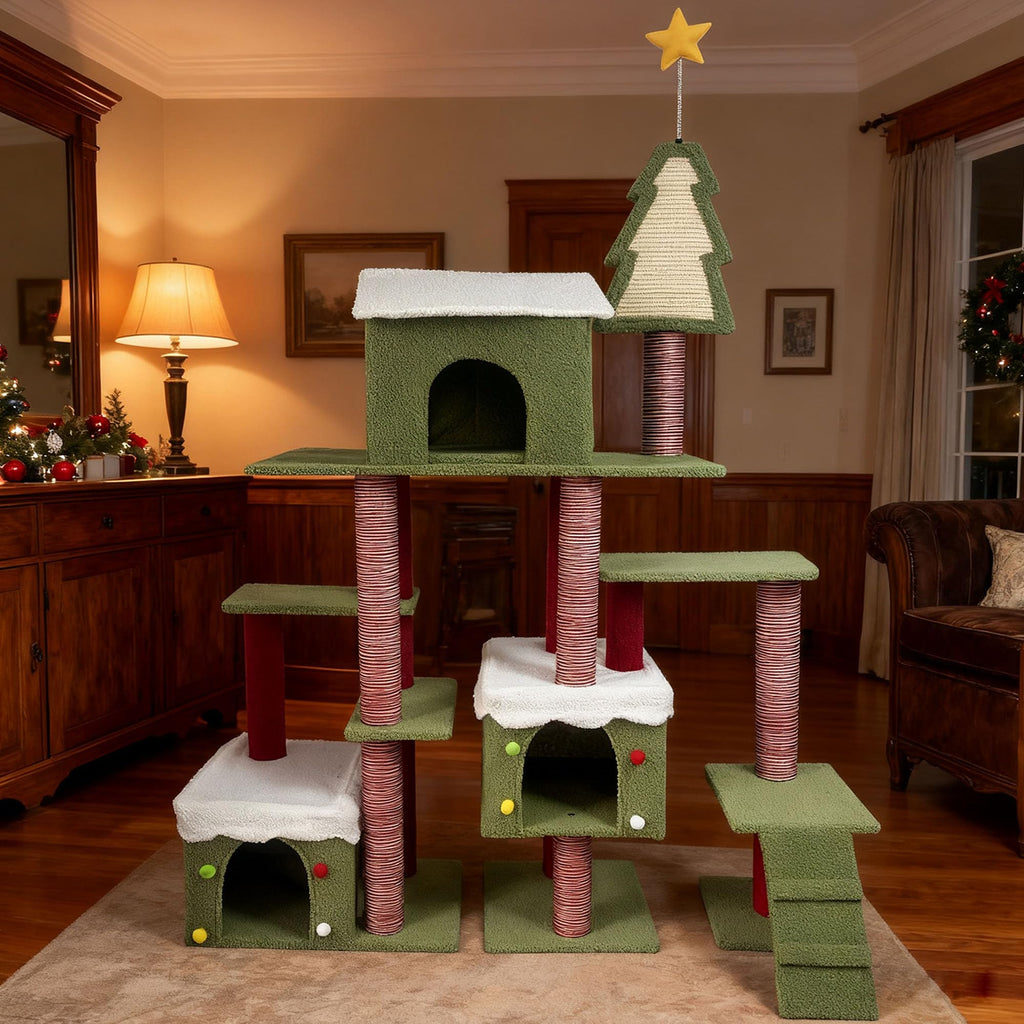70 Inch Cat Tree with 3 Condos & Climbing Ladder D8291
