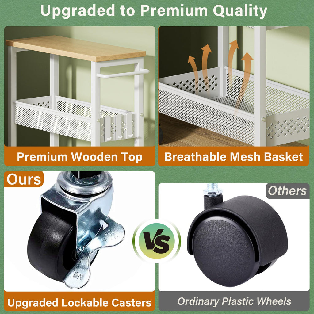 Laundry Room Organization Cart with Casters U3784
