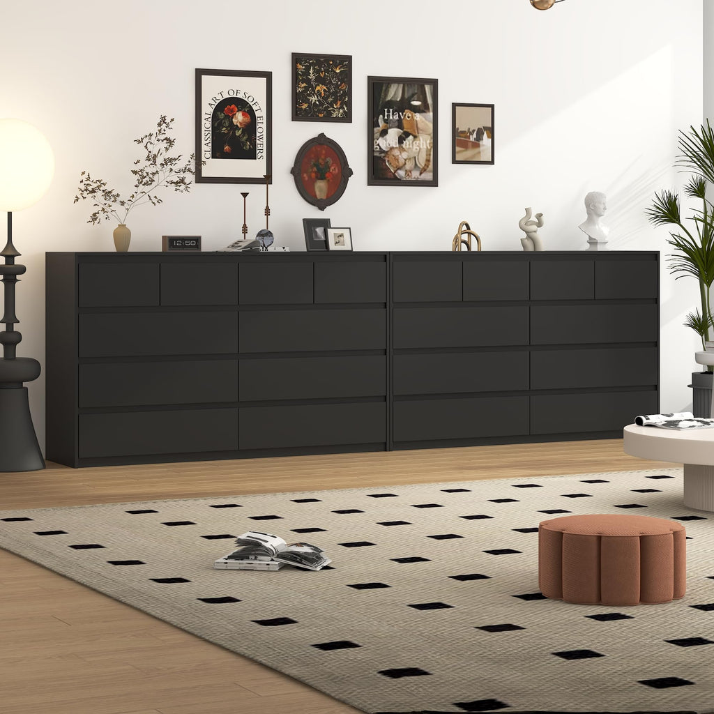 Black 10 Drawer Wood Dresser K81782