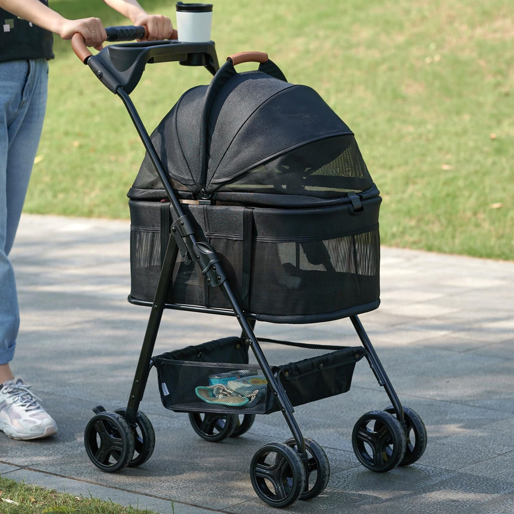 3 in 1 Folding Dog Stroller with Removable Carrier I5483