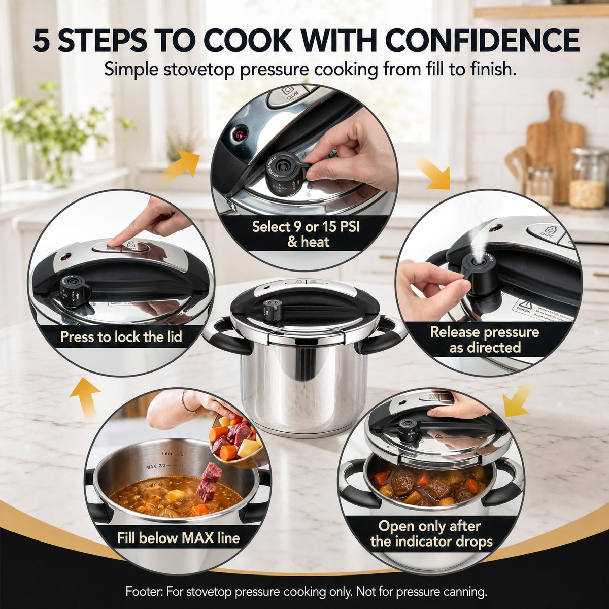 3.2QT Stainless Steel Stovetop Pressure Cooker H80435
