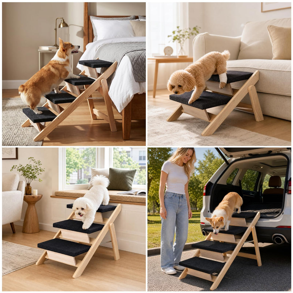 Wooden 2-in-1 Foldable Pet Stairs & Ramp H817