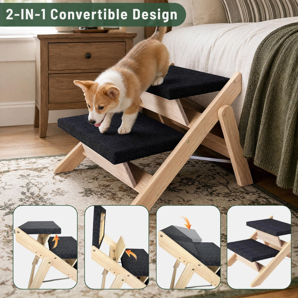 Wooden 2-in-1 Foldable Pet Stairs & Ramp H817
