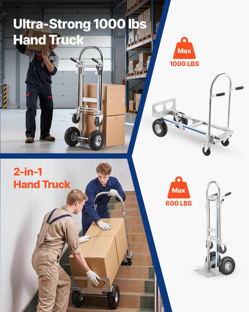 2 in 1 Convertible Hand Truck Dolly 1000 lbs X949