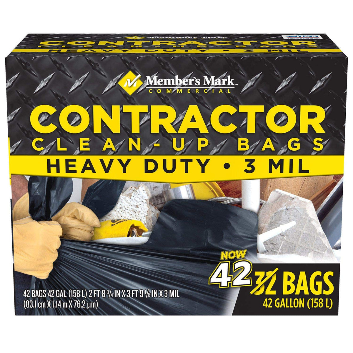 Commercial Contractor Clean-up Trash Bags 42 Gal. 42 Ct. Y6708
