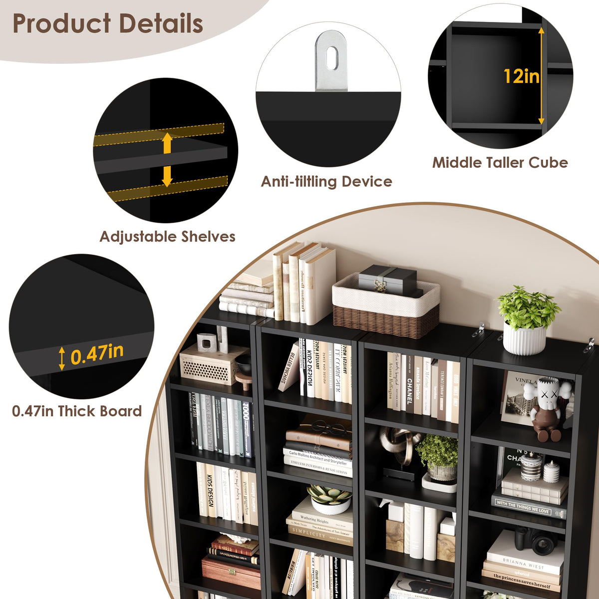 71'' H Black 21 Cube Bookshelf T927099