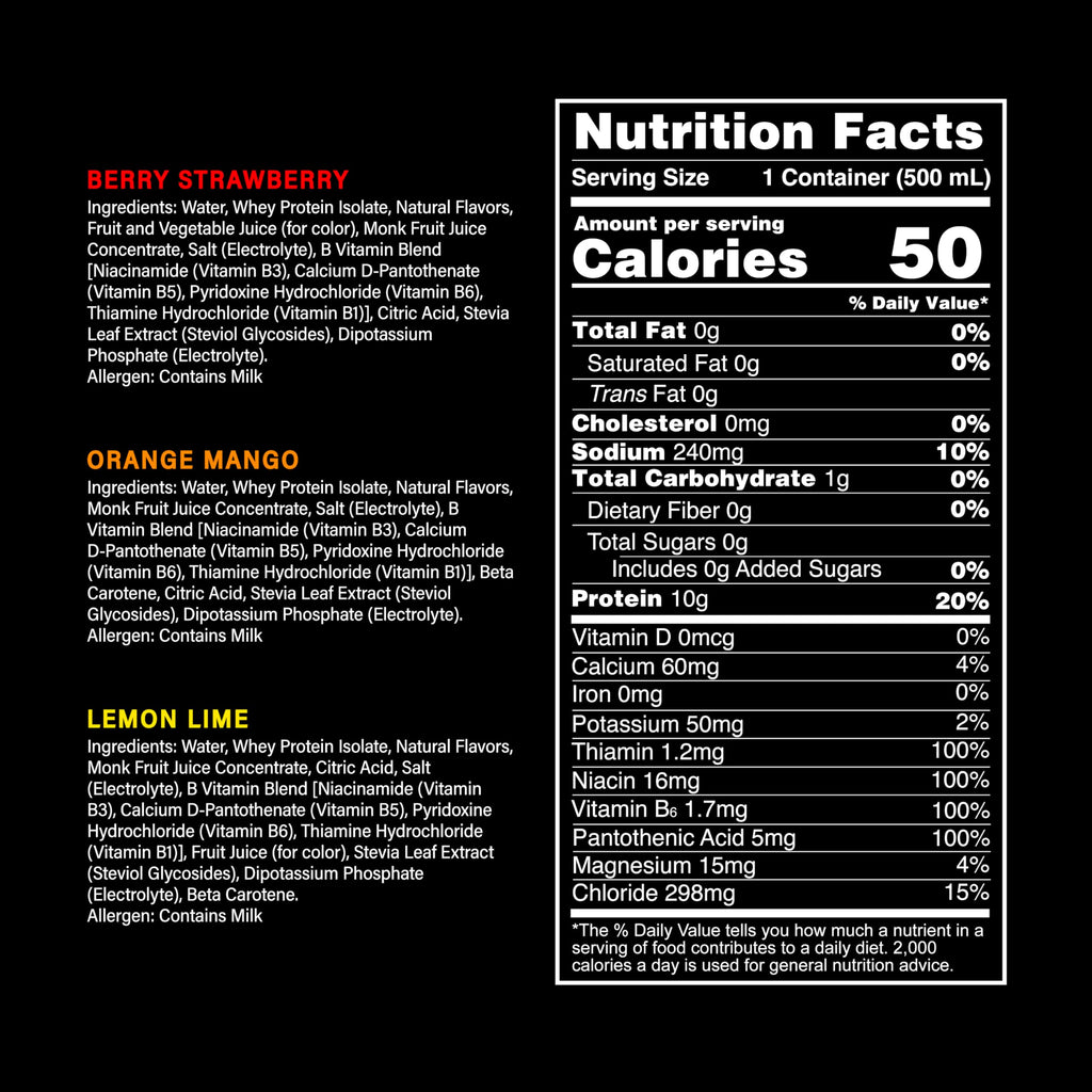 Whey Protein Water Variety Pack 16.9 Oz (Pack of 12) P514