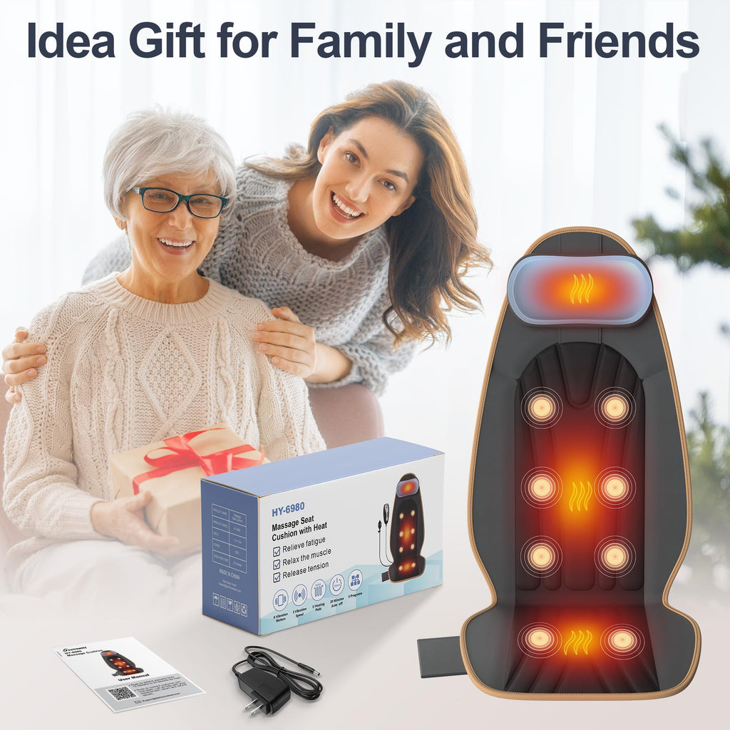 Vibration Back Massager with Heat, 8 Motor Massage Seat Cushion Y98009