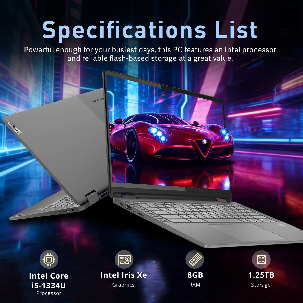 14" WUXGA Touchscreen 2-in-1 Chromebook, Intel Core i5, 8GB, 1.25TB Storage, Gray O812