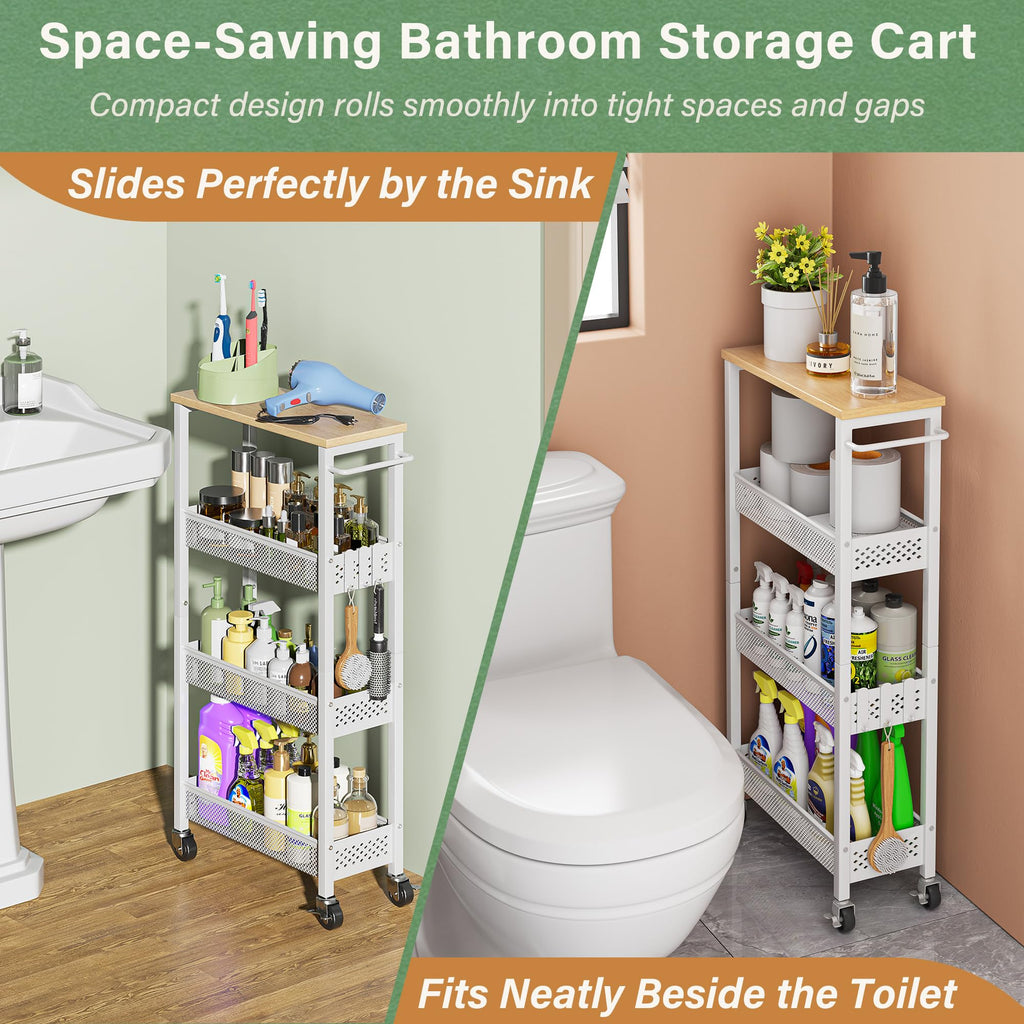 Laundry Room Organization Cart with Casters U3784