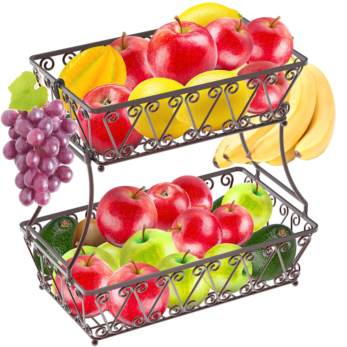 2-Tier Countertop Fruit Basket Bowl Storage G647966