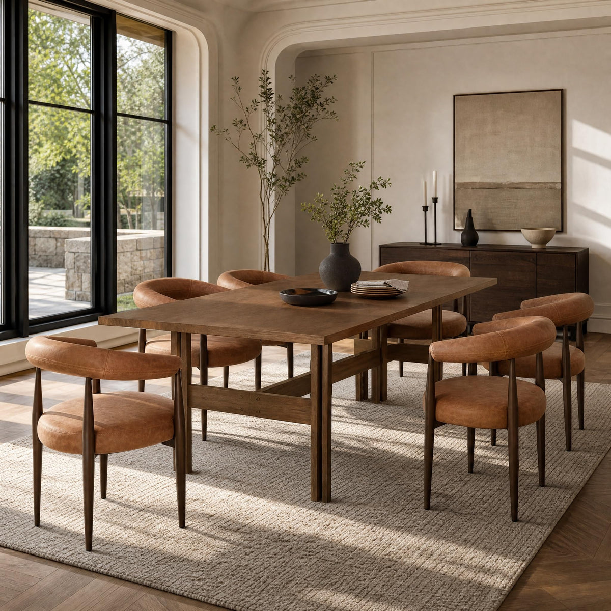 7-Piece Rubber Wood Dining Table Set with Chairs R86401