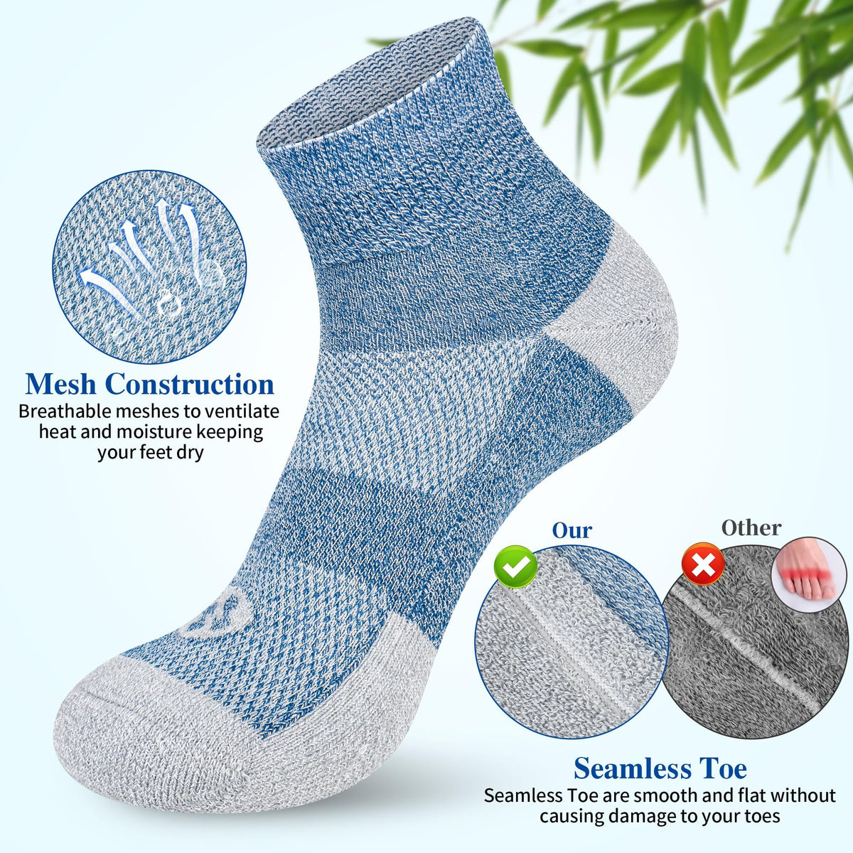 Diabetic Socks for Men, 10 Pairs Ankle & Low Cut Size 9-15 D761151