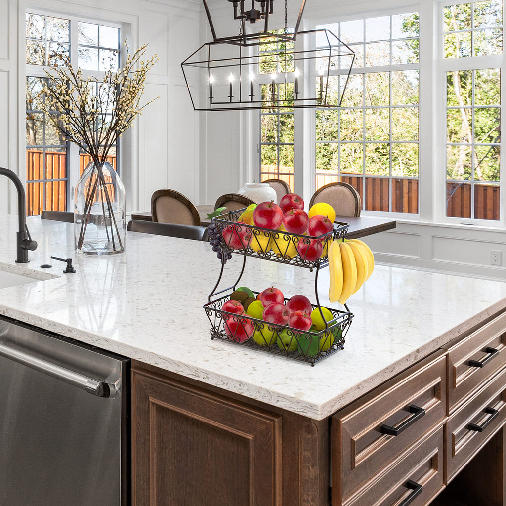 2-Tier Countertop Fruit Basket Bowl Storage G647966