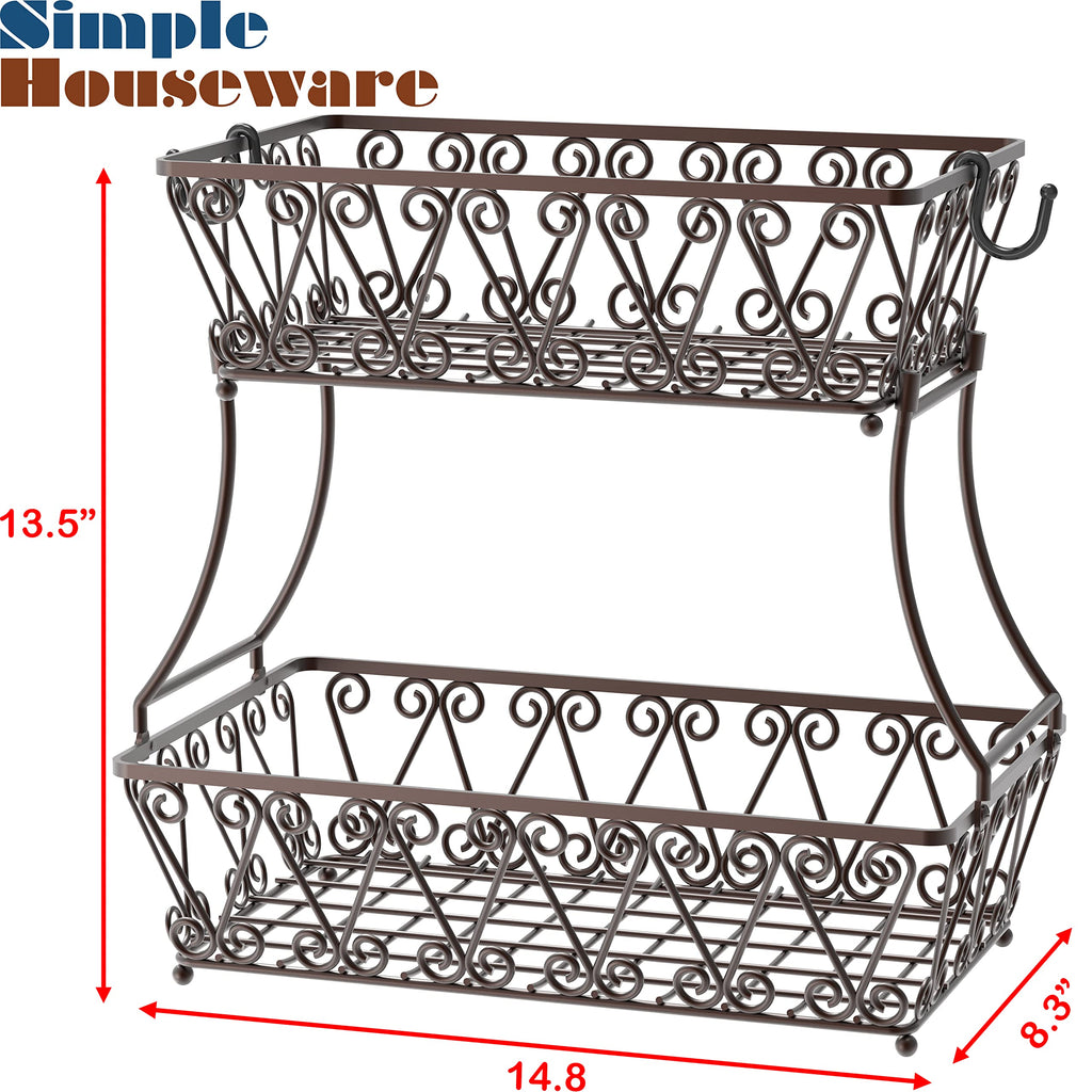 2-Tier Countertop Fruit Basket Bowl Storage G647966