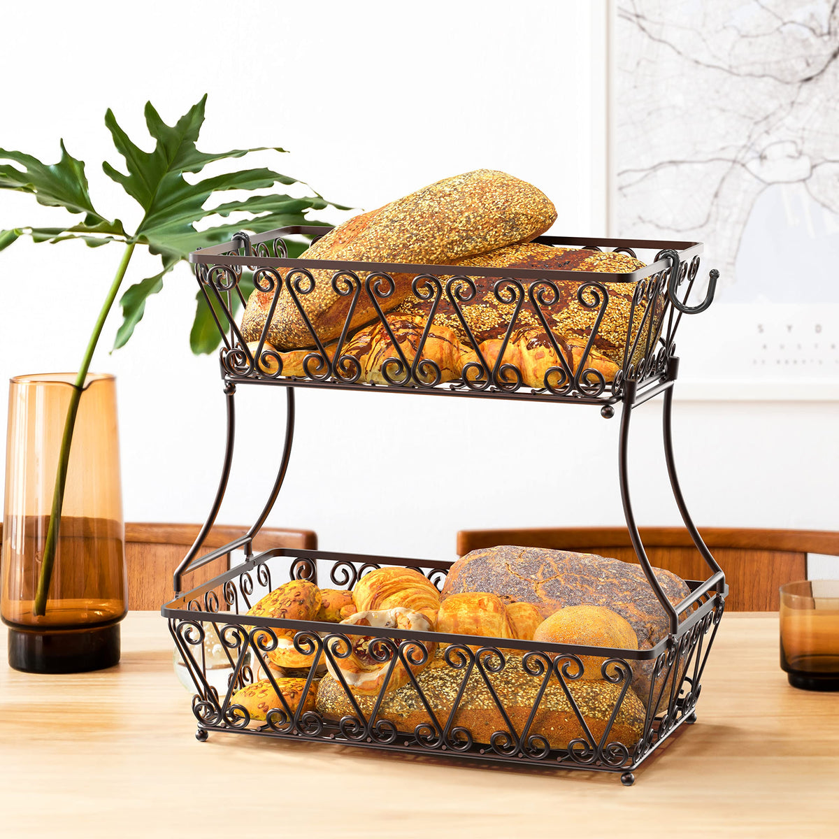2-Tier Countertop Fruit Basket Bowl Storage G647966